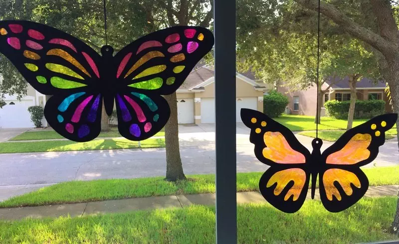 Kids Craft Butterfly Suncatchers with Cricut and Tombow by Creatively Beth