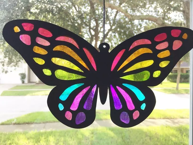 Kids Craft Butterfly Sun Catchers with Cricut and Tombow by Creatively Beth