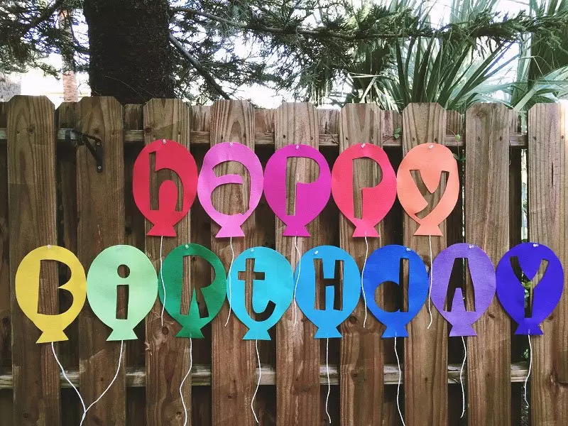 Modern reverse cut Kunin Felt Happy Birthday Balloon Banner created by Creatively Beth