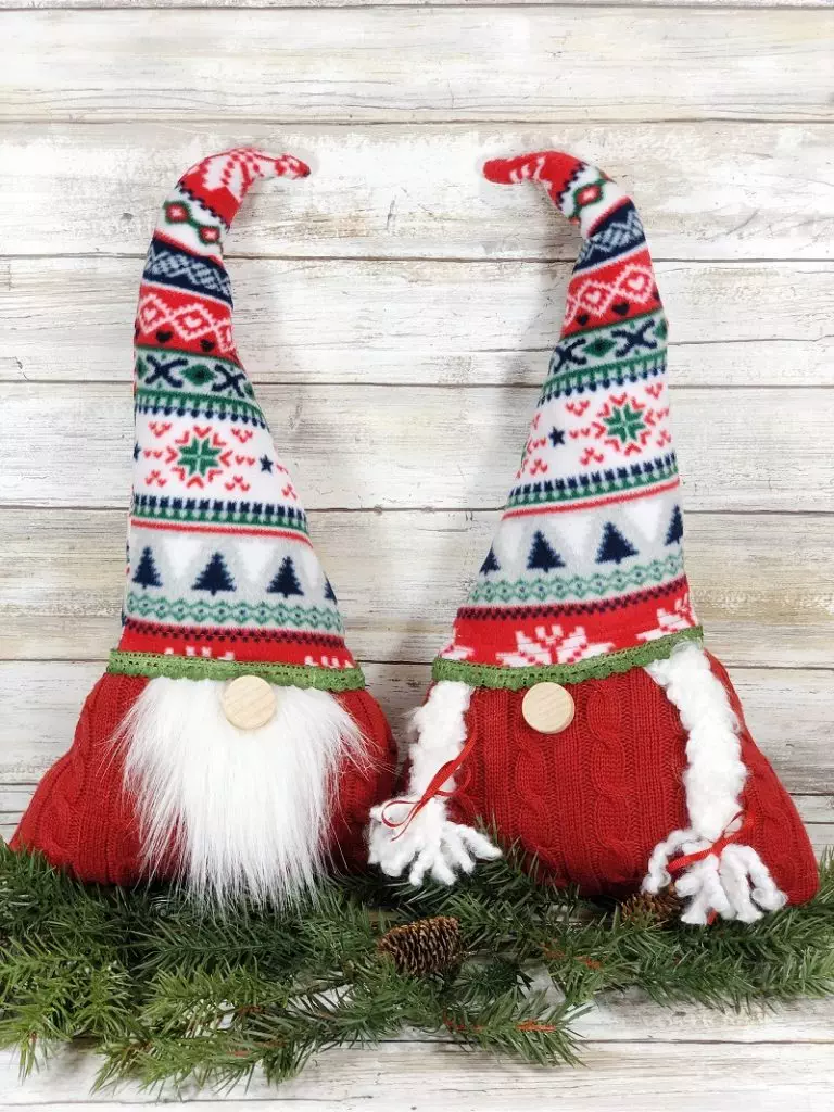 Creatively Beth creates Ugly Christmas Sweater Gnomes with Fairfield World #fairfieldworld #creativelybeth #polyfil #polypellets #gnomes #uglychristmassweater #stuffie