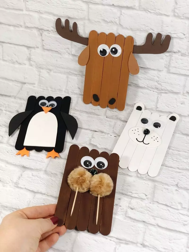 Dollar Tree Craft Stick Arctic Animals Creatively Beth #creativelybeth #craftstickcrafts #dollartreecrafts #kidscrafts