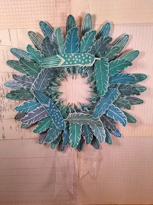 Stamped Feather Wreath with Waffle Flower Studio and Tombow USA