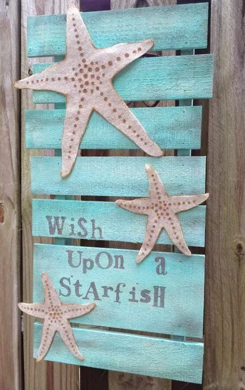 Wish Upon a Starfish Pallet Sign with Kunin Felt DecoArt and Walnut Hollow an Earth Day DIY