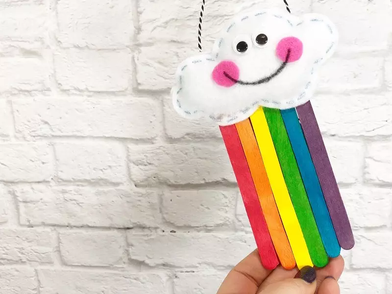 How to Create a Rainbow from Craft Sticks with Creatively Beth #creativelybeth #rainbow #craftweek2020 #craftsticks #kidscraft