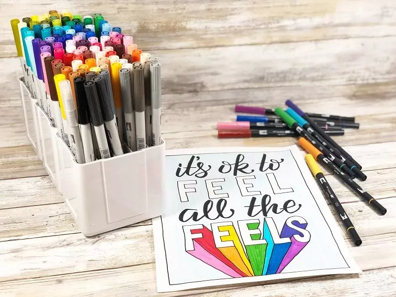 Color a Rainbow of Feelings FREE Printable by Creatively Beth DOWNLOAD IT NOW! #creativelybeth #freeprintable #freedownload #freecoloringpage #deflecto #markerstorage