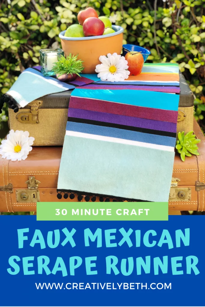 Create a Faux Mexican Serape Table Runner from Felt #creativelybeth #mexican #serape #diy #felt