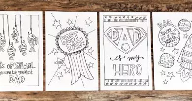 Hand drawn free printable Fathers Day cards four designs to select from Creatively Beth #creativelybeth #freeprintable #fathersday #cards #handdrawn #coloringpage #printandcolor
