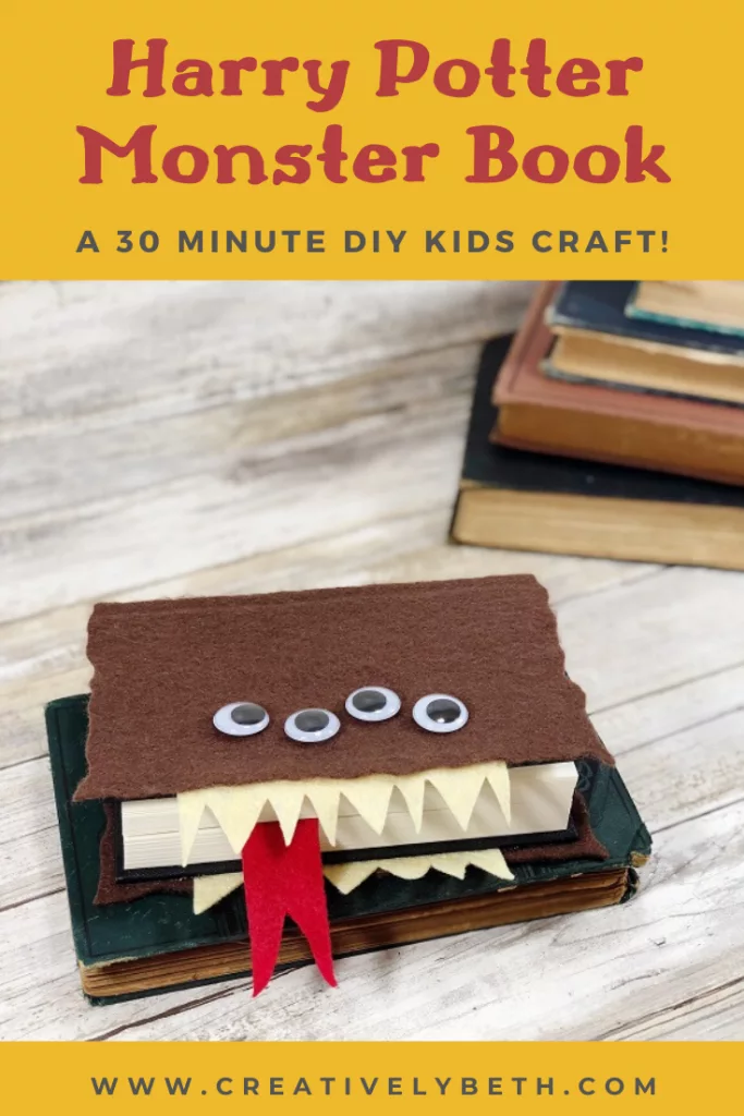 Harry Potter Monster Book of Monsters DIY Tutorial Creatively Beth #creativelybeth #harrypottercrafts #crafts #kidscrafts #feltcrafts