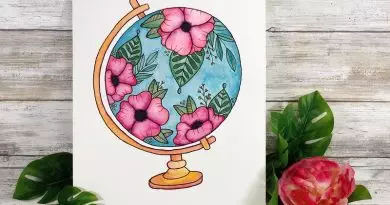 Free Floral Globe Printable to Watercolor with Dual Brush Pens Creatively Beth #creativelybeth #freeprintable #handdrawn #watercolor #tombowdualbrushpens