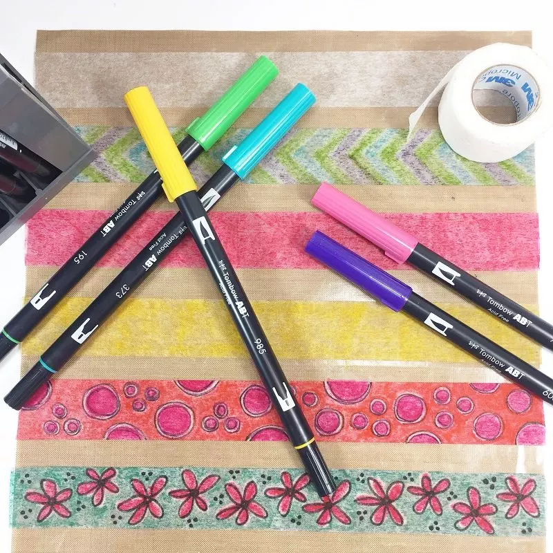 How to DIY Rainbow Washi Tape with Colorful Dual Brush Pens