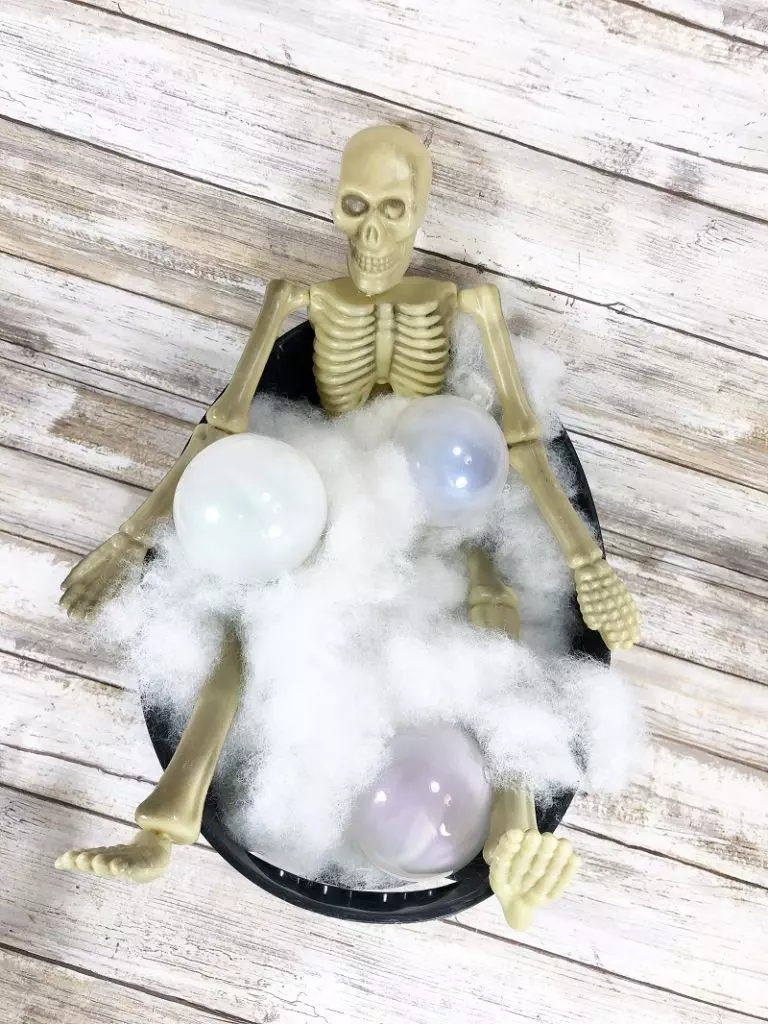 How to DIY Skeleton Bubble Bath with Poly-Fil Creatively Beth #creativelybeth #polyfil #ffw80 #dollartreecrafts #halloweencrafts