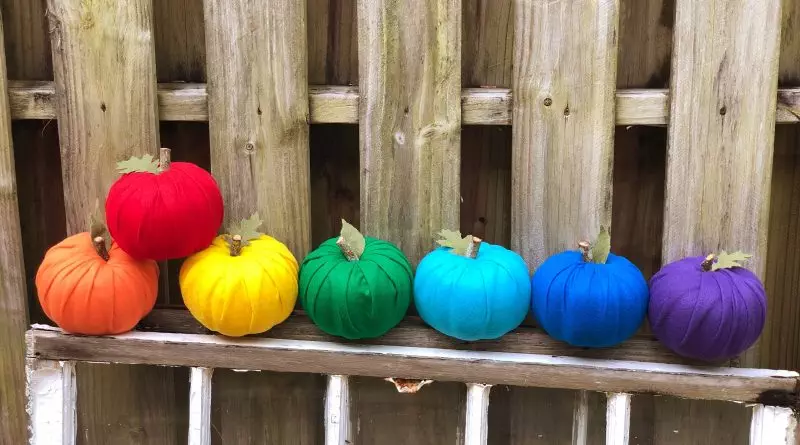 How to DIY Rainbow Dollar Tree Pumpkins Creatively Beth #creativelybeth #dollartreecrafts #halloweencrafts #pumpkincrafts #rainbowcrafts #createwithkunin