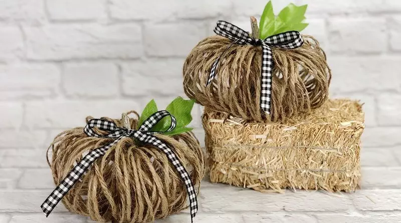5 Minute Twine Pumpkins to Create for Fall with Dollar Tree Supplies Creatively Beth #creativelybeth #dollartreecrafts #twinepumpkins #fallhomedecor