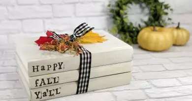 How to DIY a Dollar Tree Book Stack in 15 Minutes Creatively Beth #creativelybeth #dollartree #creaft #bookstack #fall #autumn #homedecor