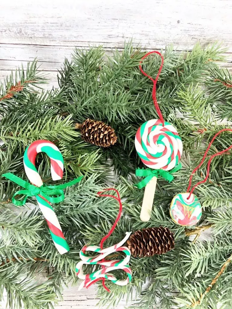 Easy Polymer Clay Candy Ornaments for Christmas Creatively Beth #creativelybeth #polymerclay #christmas #ornaments