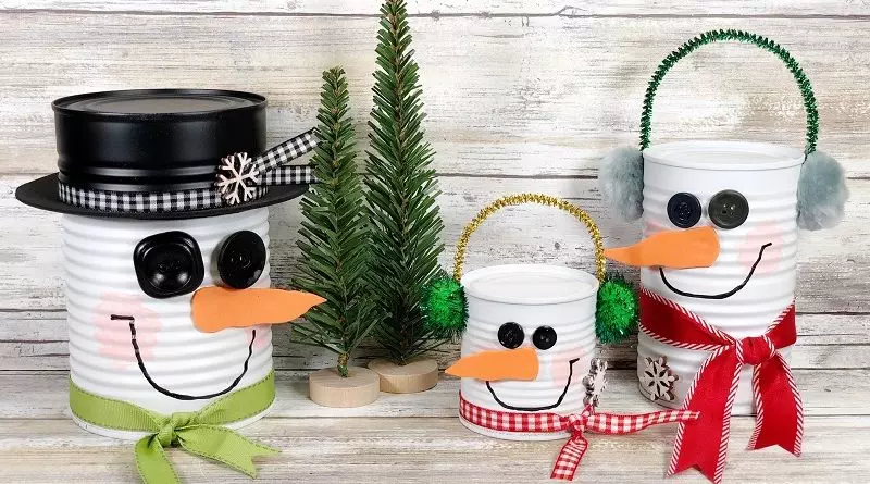 How to Make Recycled Tin Can Snowmen for Christmas