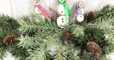 Tree Branch Snowman Ornaments a Kids Craft by Creatively Beth #creativelybeth #kidscraft #snowmanornament #treebranchslice #woodslice #christmas