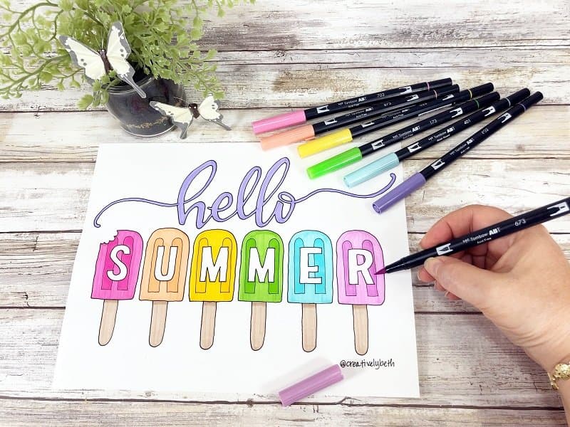 Hello Summer FREE Printable and Coloring Page
