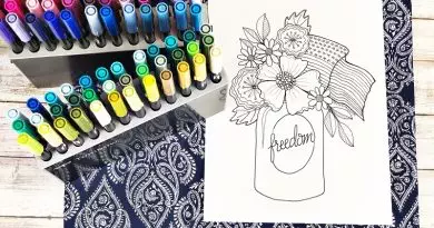 Free Patriotic Floral Printable to Color by Creatively Beth #creativelybeth #teamcreativecrafts #freeprintable #handdrawn #handlettered #patriotic