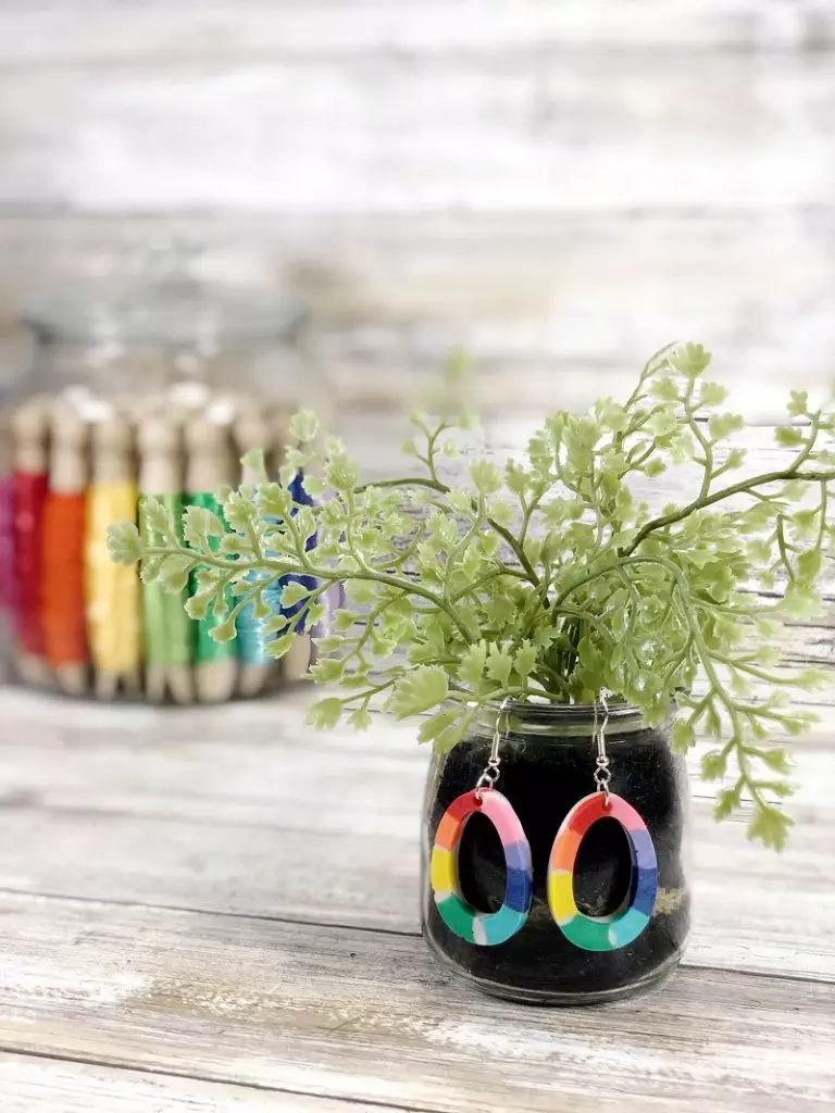 Easy Rainbow Earrings with Liquid Sculpey by Creatively Beth #creativelybeth #rainbow #earrings #diy #liquidsculpey #sculpey