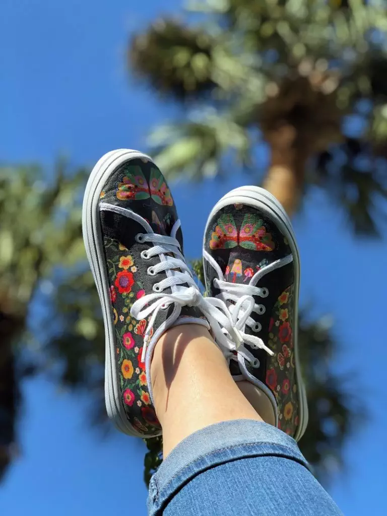 Dollar Store Sneakers Covered in Fabric by Creatively Beth #creativelybeth #fabriccraft #diycraft #fabriccoveredsneakers #diysneakers #diytennisshoes