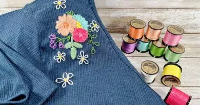 Floral Emroidered T-Shirt with Free Pattern by Creatively Beth #creativelybeth #anchorfloss #embroideryflossspools #floralembroidery #handembroidery #freepattern