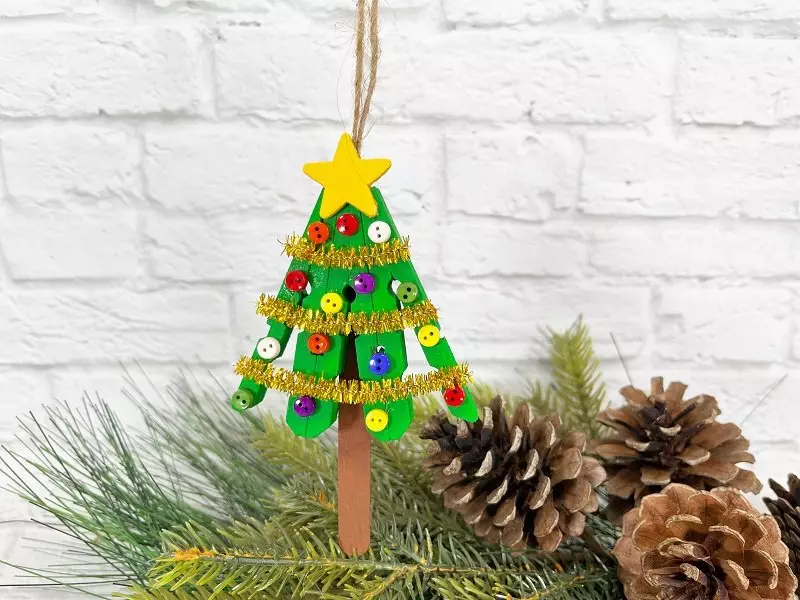 Dollar Tree Christmas DIY Clothespin Tree Creatively Beth #creativelybeth #dollartree #clothespin #crafts #tree #diy #christmas #ornament