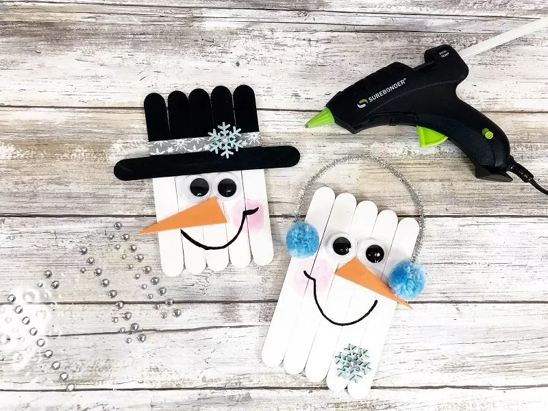 Dollar Tree Christmas DIY Craft Stick Snowman