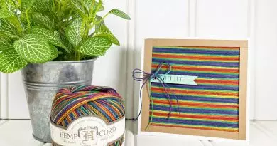 Easy Rainbow Hemp Cord Card Creatively Beth #creativelybeth #hemptique #rainbow #card #craft #diy