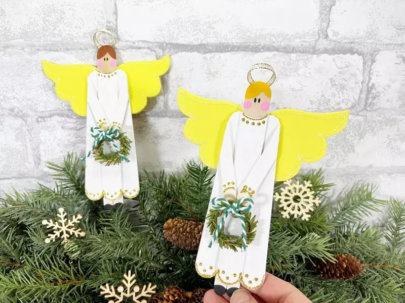 Dollar Tree Christmas Craft Stick Angels Creatively Beth #creativelybeth #angel #diy #craft #craftstick #popsiclestick #dollartree #christmas
