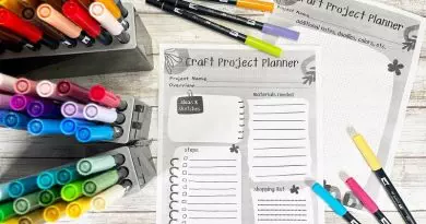 Free Printable Craft Project Planner Pages Creatively Beth #creativelybeth #free #printable #craft #diy #planner #pages #organize #organization #color #blackandwhite #download