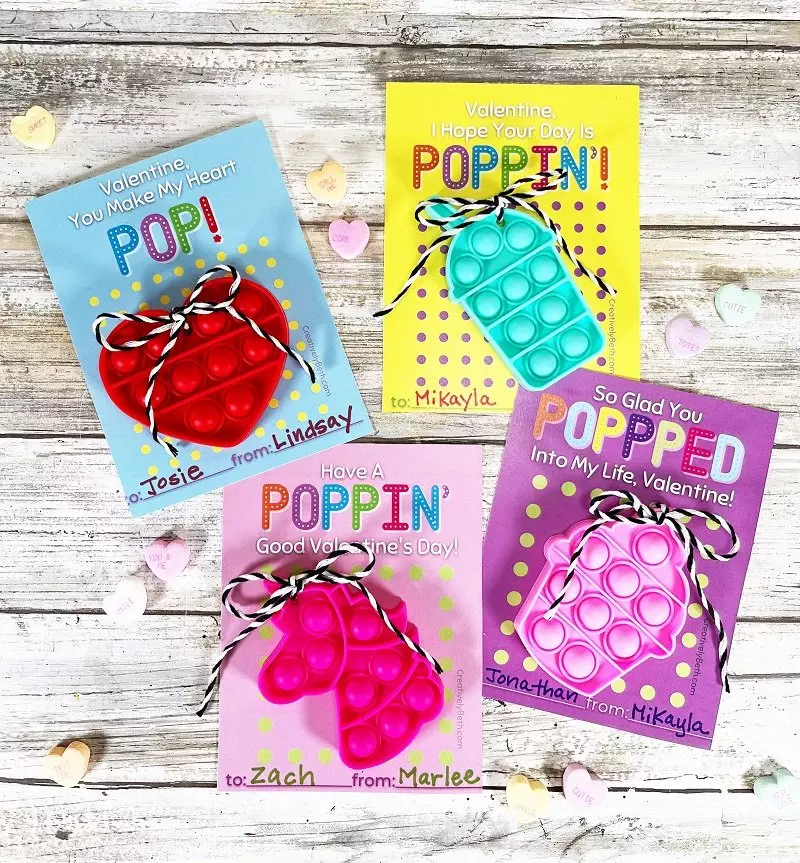 Free Printable Pop It Valentine Cards Creatively Beth #creativelybeth #free #printable #valentine #cards #download #valentinesday #popit #dollartree #tags #classroom