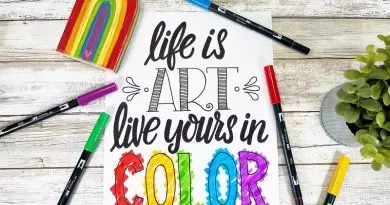 Free Printable Rainbow Quote Life is Art Live Yours in Color Creatively Beth #creativelybeth #free #printable #download #coloringpage #wallart #tombowdualbrushpens #rainbow