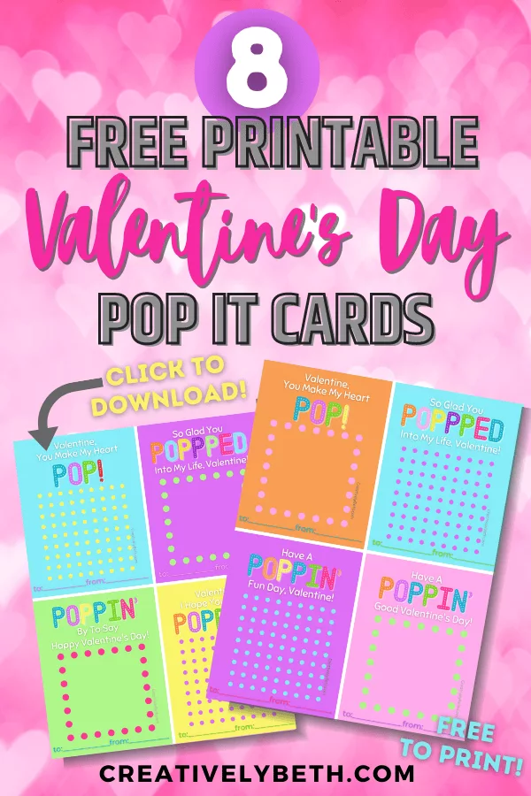 Free Printable Pop It Valentine Cards (8 Colorful Versions)