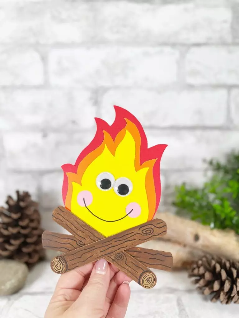 Campfire Kids Craft a Dollar Tree DIY Creatively Beth #creativelybeth #dollartree #craft #diy #camping #kids #campfire #craftstick #popsiclesticks #camp