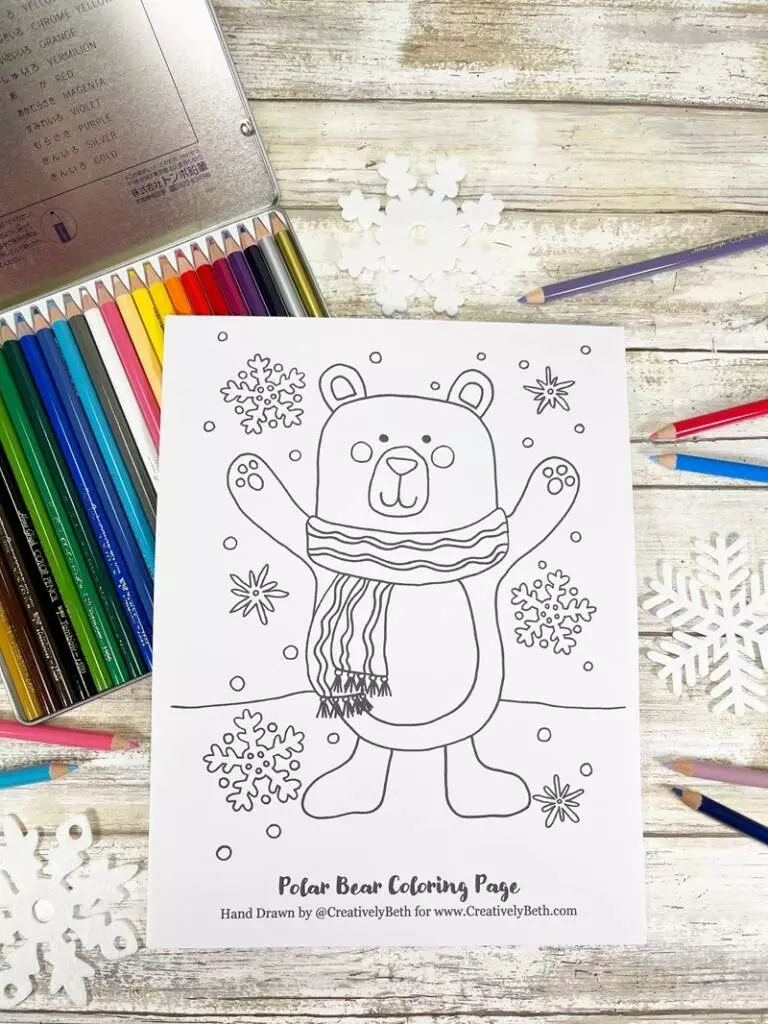Free Printable Winter Coloring Pages Penguin Polar Bear Creatively Beth #creativelybeth #free #printable #coloring #pages #kids #winter #animals #penguin #polarbear #pdf #digital #download #file