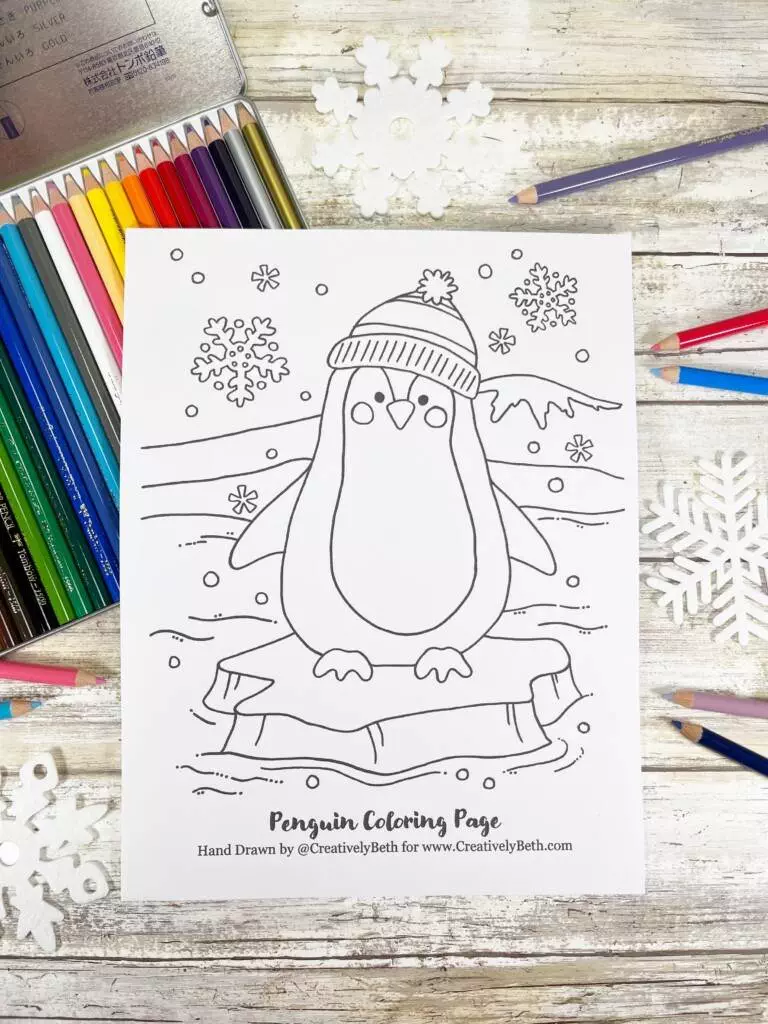 Free Printable Winter Coloring Pages Penguin Polar Bear Creatively Beth #creativelybeth #free #printable #coloring #pages #kids #winter #animals #penguin #polarbear #pdf #digital #download #file
