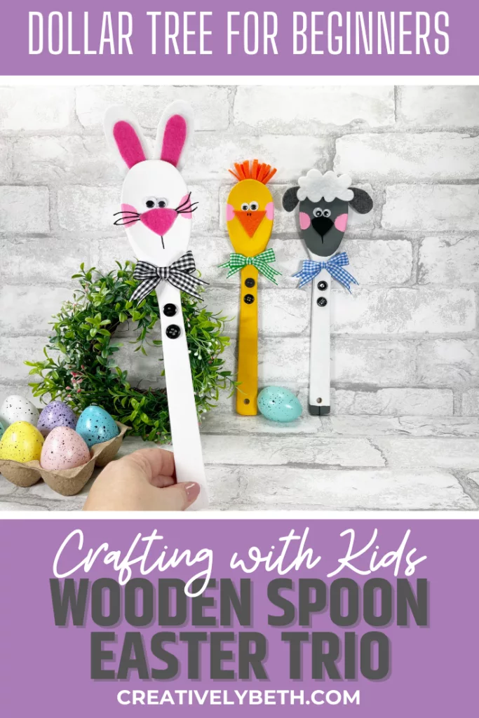 Dollar Tree Wooden Spoon Easter Trio Creatively Beth #creativelybeth #dollartree #woodenspoon #diy #craft #bunny #chick #lamb #easter