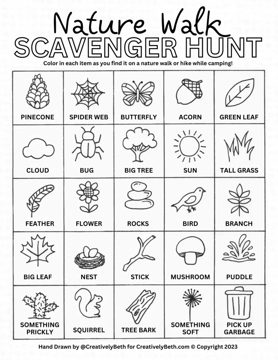 Free Printable Camping Scavenger Hunt Printable