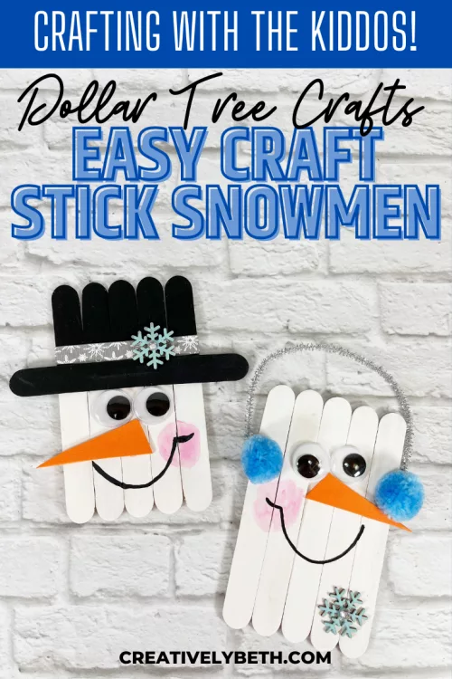 Dollar Tree Christmas DIY Craft Stick Snowman