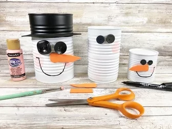 How to Make Recycled Tin Can Snowmen for Christmas