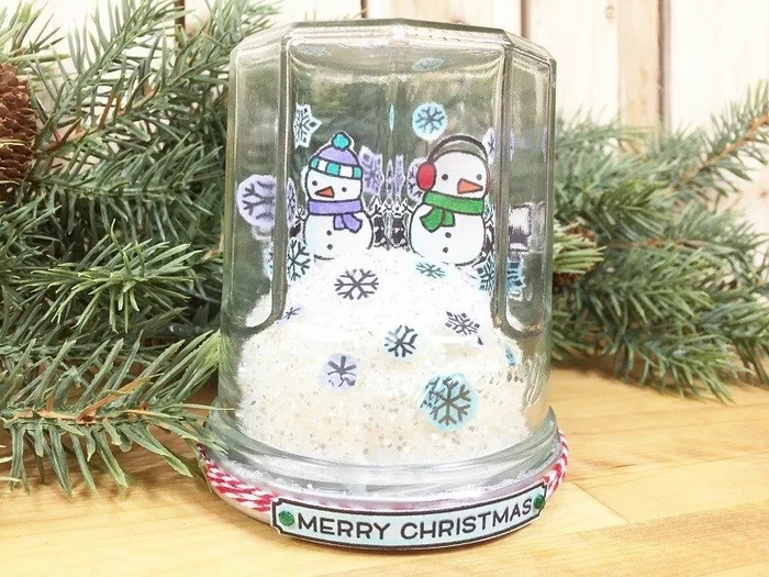 Recycled Jar Snow Globe Ornaments