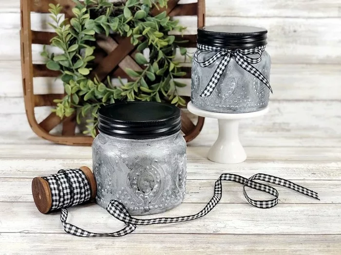 Faux Tin Farmhouse Finish Jars with DecoArt