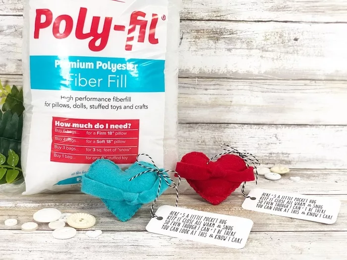 Easy Poly-Fil Pocket Hugs with Free Printable Tags