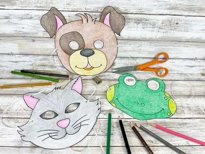 Free Printable Animal Masks to Color with Kids