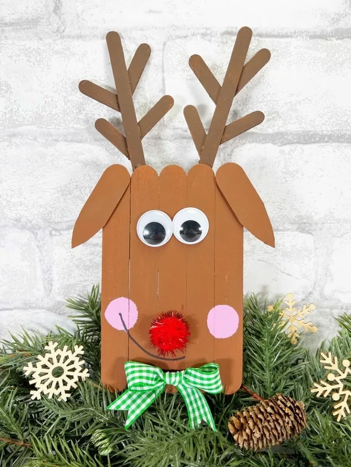 Popsicle Stick Reindeer Christmas Ornament for Kids