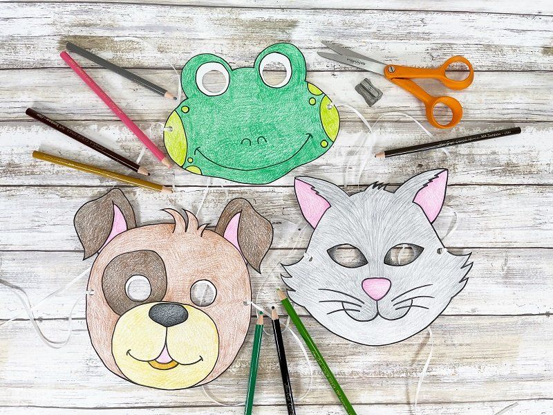 Free Printable Animal Masks to Color with Kids