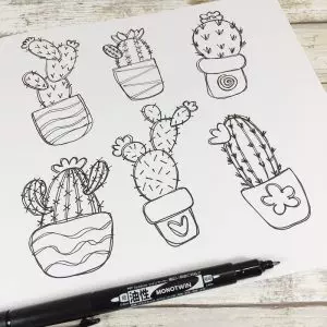 How to Draw Succulents with a FREE Printable