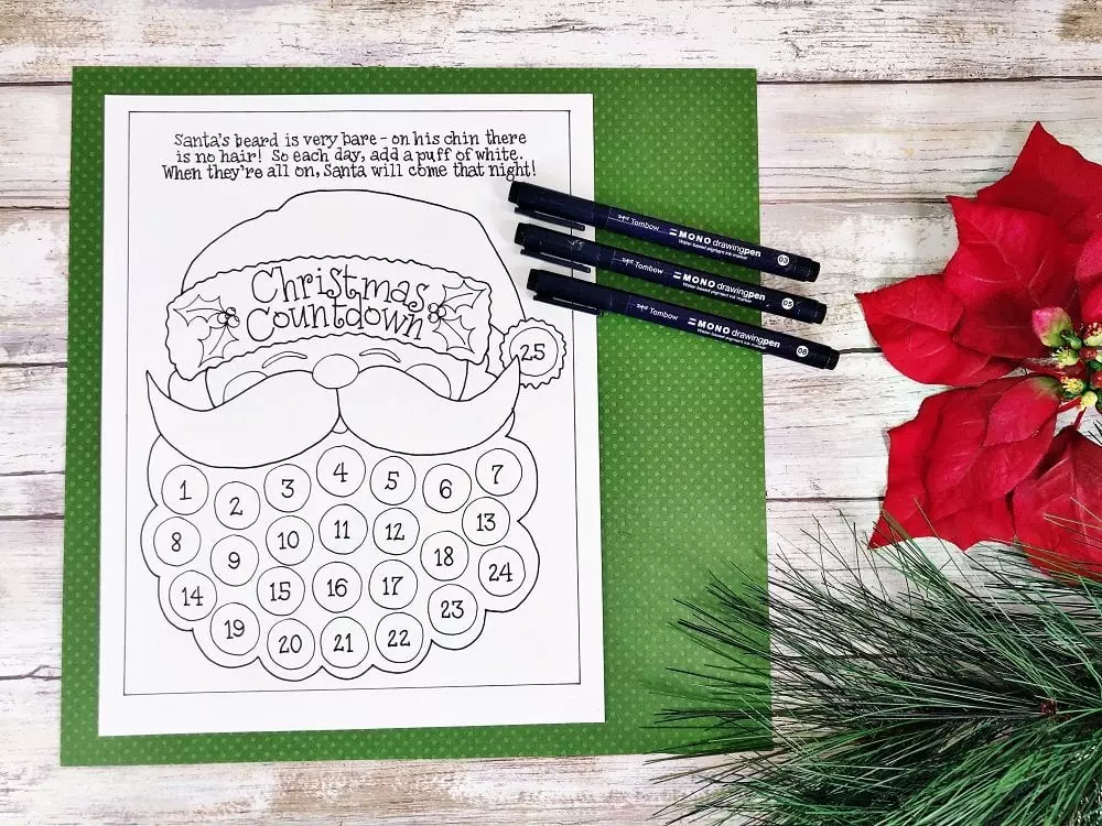 Free Printable Santa Countdown to Christmas Calendar