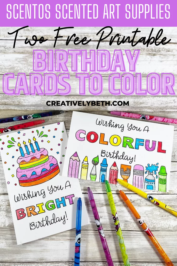 Free Printable Birthday Cards to Color with Scentos